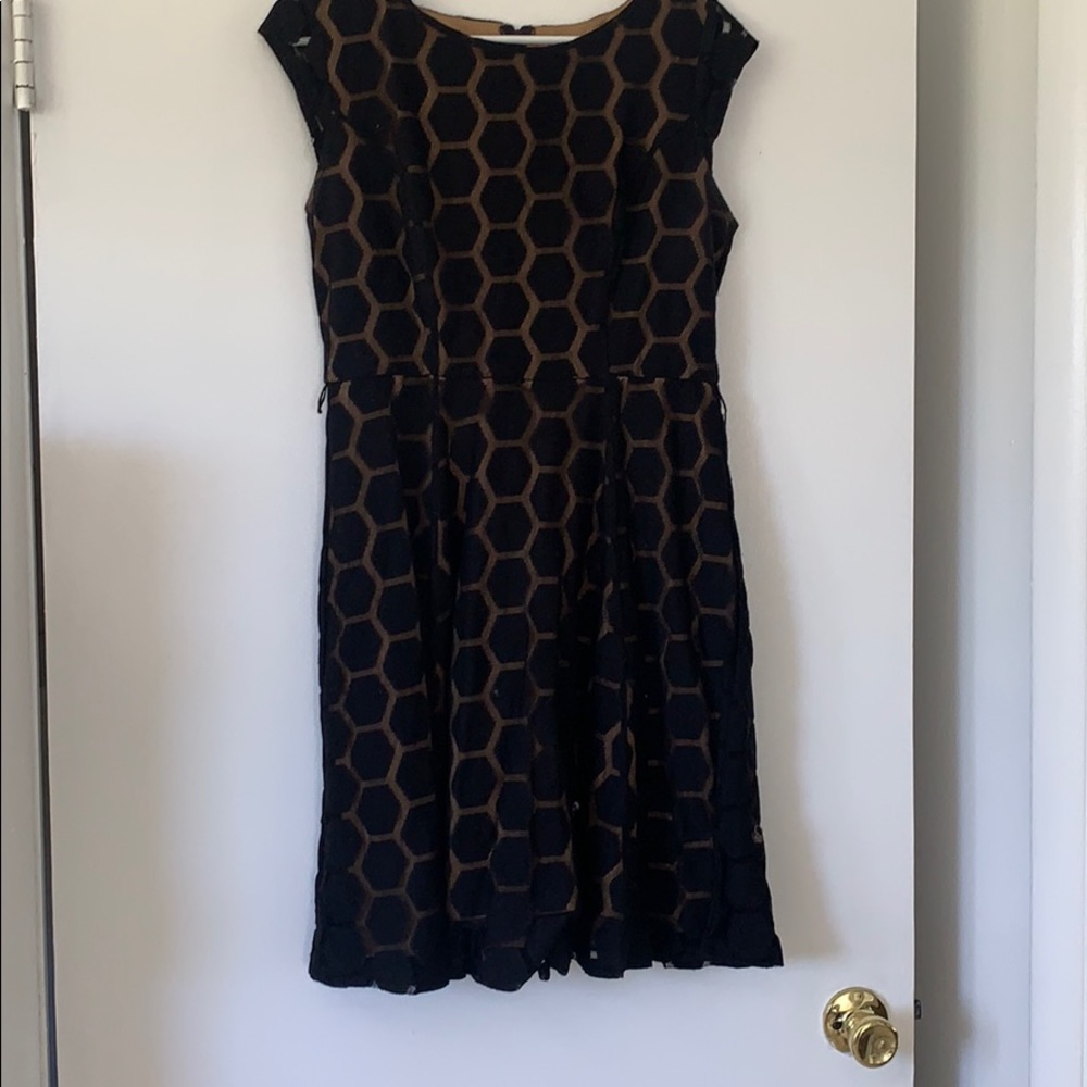 Black hexagon lace dress